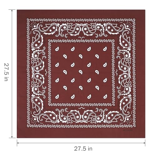Image of Mochabao 100% Cotton 27 inch x 27 inch Large Bandanas for Men & Women, Multi-Purpose Bandana Headbands, Square Head Scarf