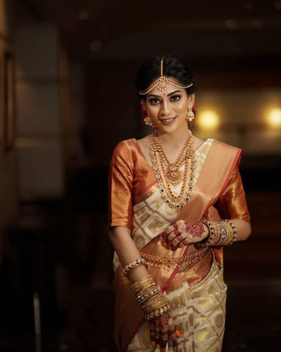 Image of Flosive Women's Kanjivaram Silk Saree With Handloom Weaving Work With Blouse Piece