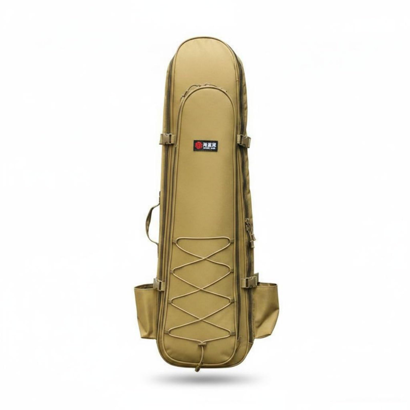 LOVIVER Zaino da Pesca Borsa Porta Canna Attrezzatura Esche Scatole Filo PVC E Oxford Struttura Rigida Spallacci Regolabili Adatto per Uscite in Riva Viaggi Campeggio Escursioni Regali, Khaki, 1-2m
