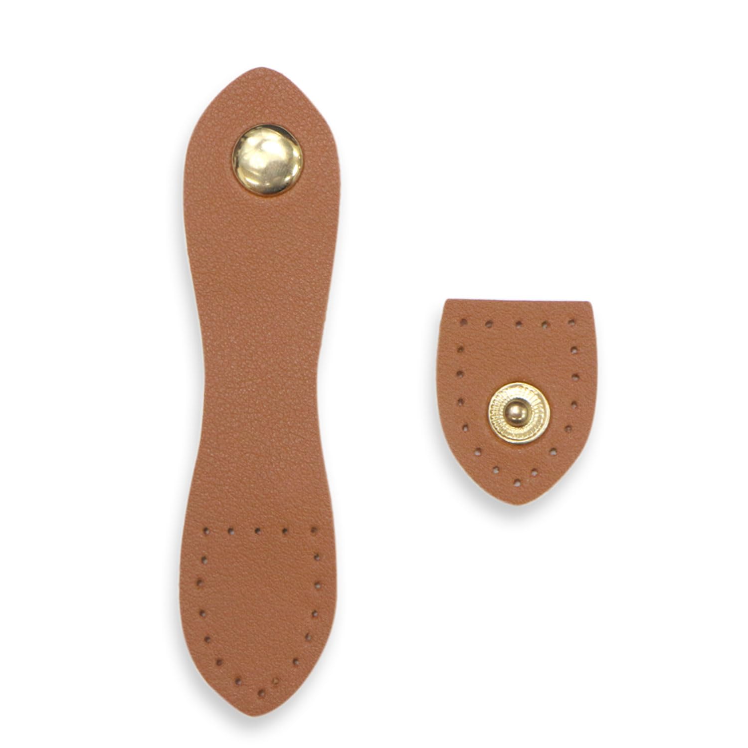 ぼたん出品 Amazon | スナップボタン PUレザー付き 【ブラウン】 茶色 ゴールド 金