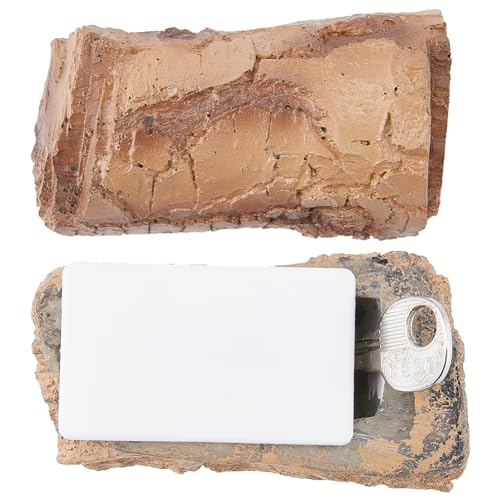 GORGECRAFT Nascondi-Chiavi all'Esterno Chiave di Roccia Finta Realistico Nascondi-Sassi Decorazione Portachiavi in Pietra Finta per Esterni Aspetto e Sensazione Come La Vera Pietra per Giardino