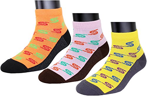 Image of Neska Moda Women's 3 Pairs Black and Brown Cotton Ankle Length Socks