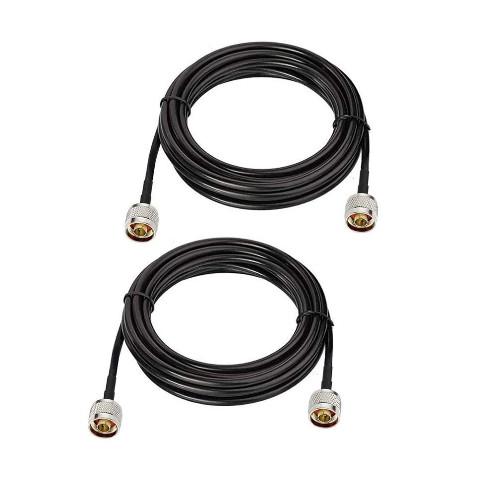 Lot de 2 câbles d'extension coaxiaux N mâle vers N mâle (50 Ohm) en cuivre pur pour 3G/4G/5G/LTE/ADS-B/Ham/GPS/WiFi/RF radio pour antenne ou parafoudre (non compatible avec la TV)