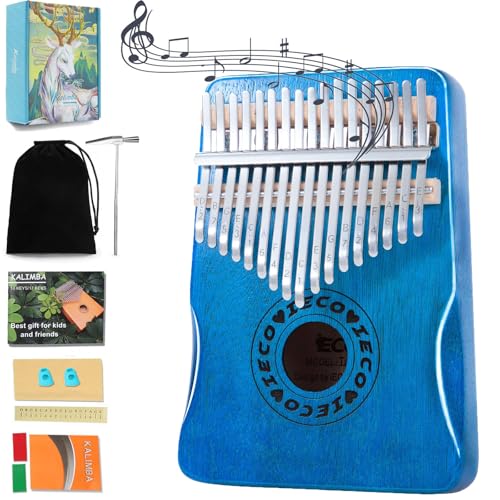 Kalimba Thumb Piano 17 Key Finger Piano Portable Mbria w/Songbook, Tuning Hammer, Music Gifts for Adults Kids Beginners