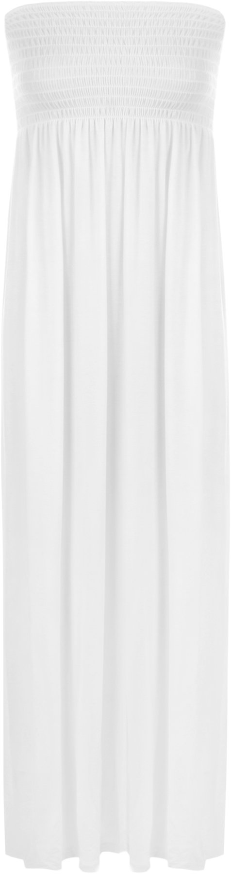 Wearall Women's White. Plus Size Printed Bandeau Stapless Shirred Long Maxi Dress White 20-22