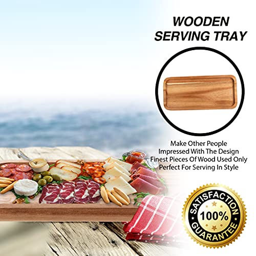 Globoid Acacia Wooden Platters For Food & Decor, Wooden Serving Board & Platter, Wood Serving Trays & Plates, 13' X 6' Flatbread Plate, Wood Plate Set Of 3 Food Platter #TOP2