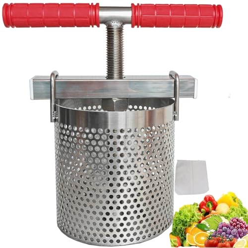 Vilom 脱水機 野菜 絞り器 手動 小型 果汁しぼり器 304ステンレス製 業務用 家庭用兼用 搾汁機 ろ過器 洗いやすい 耐久性 圧?機 野菜搾り器 ジュースメーカー キッチン調理器具 (3L)