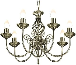 Classic Knot Twist 7 Light Antique Brass Chandelier Style Ceiling Light with Decorative Scrolled Metal work