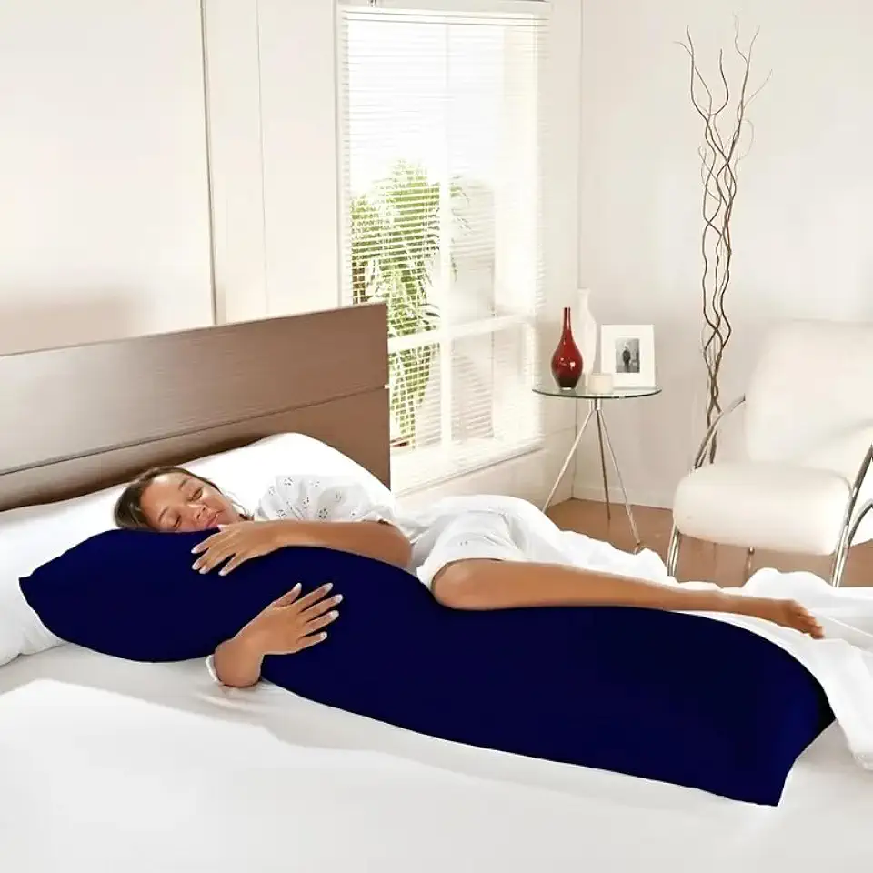 Travesseiro Corpo 100% Silicone Xuxão Grande 1,35 x 0,48M - Azul Marinho