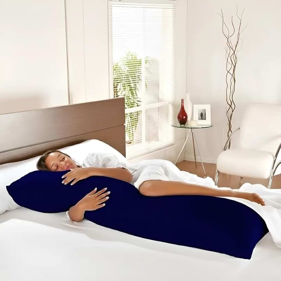 Travesseiro Corpo 100% Silicone Xuxão Grande 1,35 x 0,48M - Azul Marinho