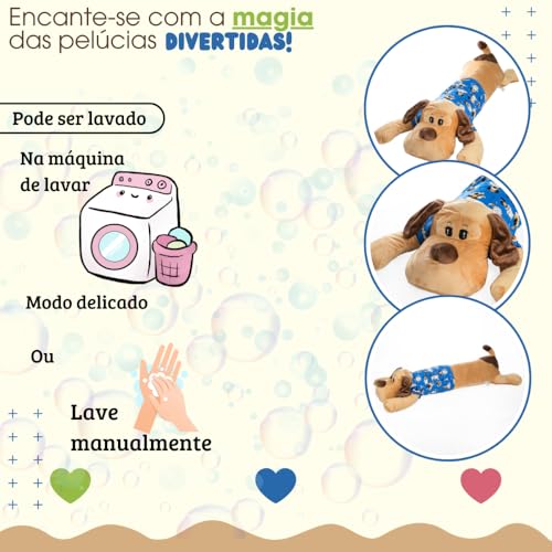 Travesseiro Corpo Xuxão 140cm Dog Almofada Dormir Gestante (Azul)