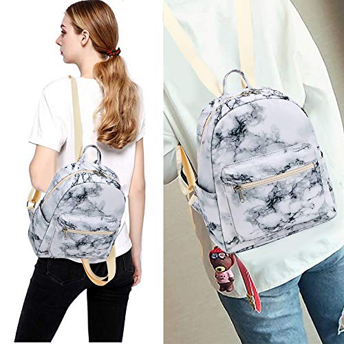 Mini Backpack Girls Water-Resistant Small Daypack Shoulder Bag For Womens Adult Kids Unisex (Marble White) #TOP2