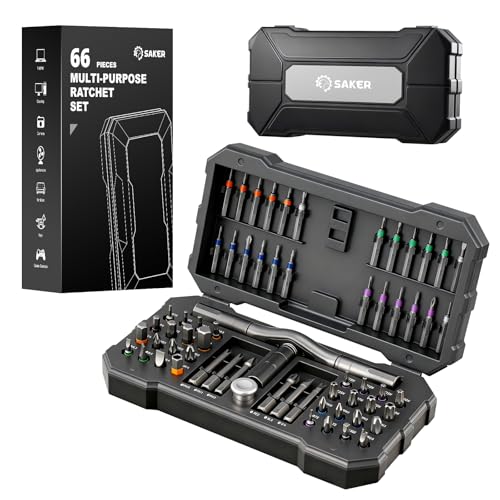 Image of Saker 66 in 1 Magnetic Screwdriver Set Portable Multi Bit Ratcheting Kit with Detachable Handle for Dad Gifts Home Electronics, Computer, Furniture, Bike, DIY