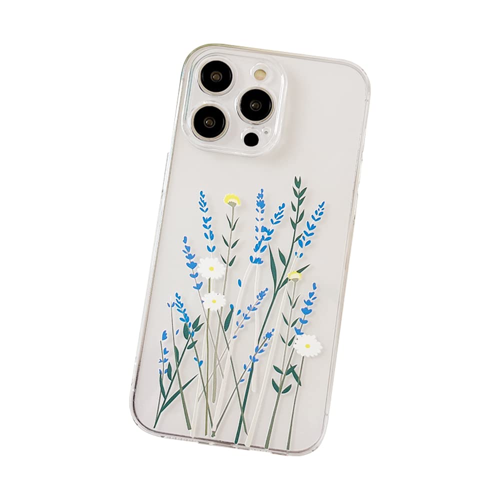 QZCQLLMFlower Case for iPhone 13, Slim Clear Case Design with Shockproof TPU Bumper Protective Cover Case for Women Girls (iPhone 13)