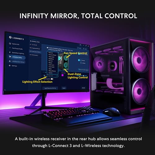 Image of Lian Li LANCOOL 217 INF Infinity Mirror Computer Case, Mid-Tower ATX PC Case w / 3 Pre-Installed Fans, 2x170mm ARGB Fans, 1x140mm, Front Mirror Glass Panel, Optimized Airflow - Black (LANCOOL 217INFX)