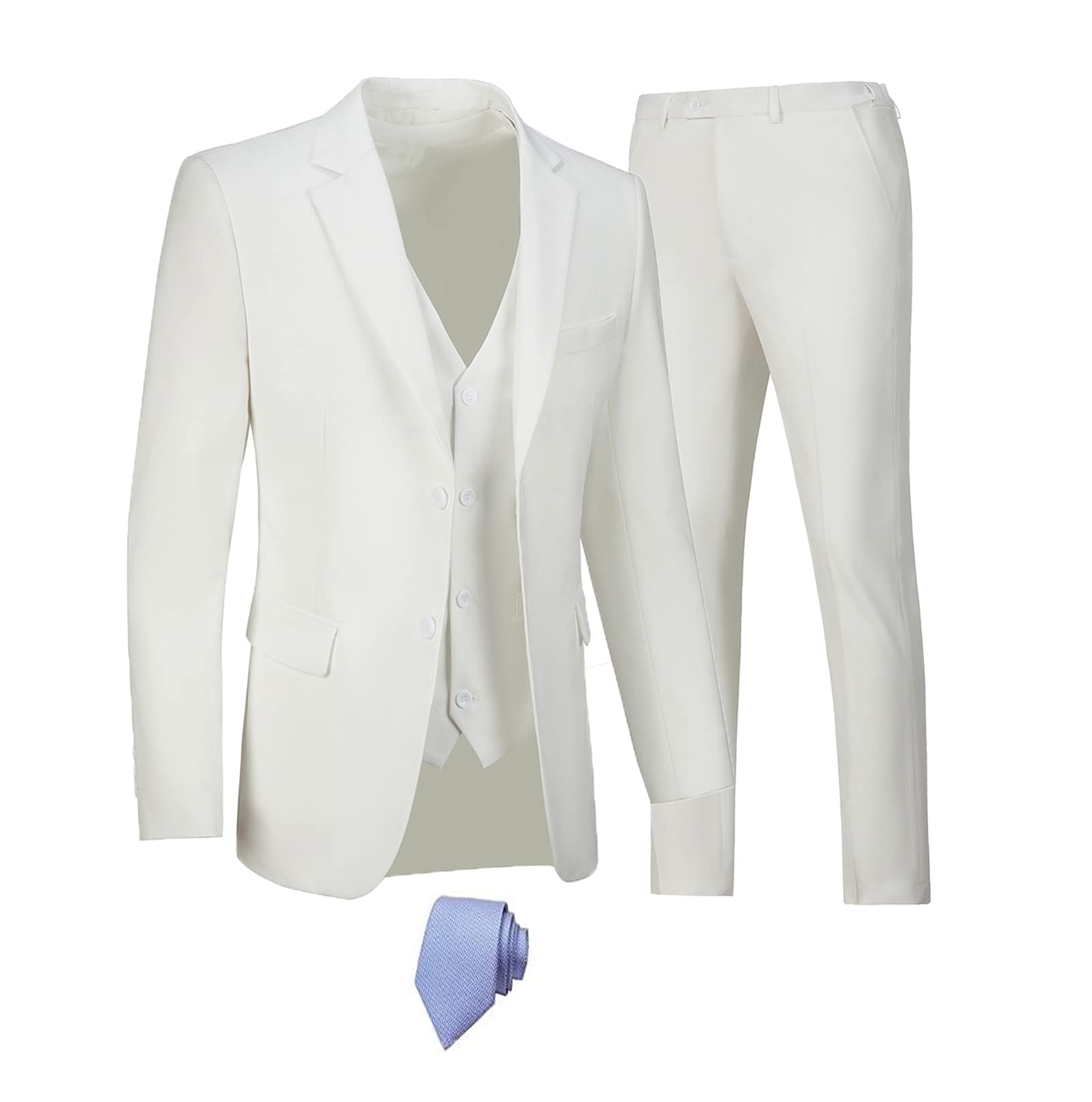 Furuyal Mens Suits 3 Piece Slim Fit Suit Set Formal Wedding Business Tuxedo