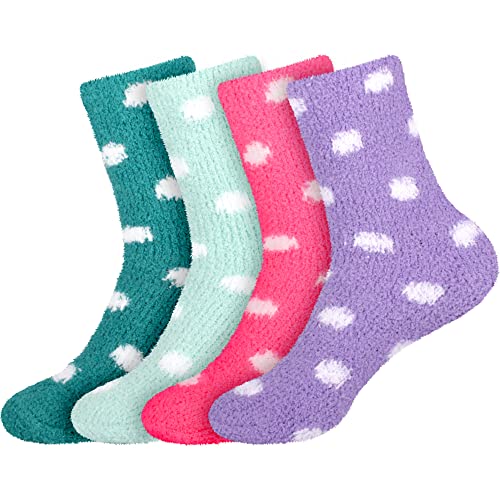 Image of BambooMN Women's Super Soft Fuzzy Socks, Polka Dot, Gradient, Snowflake, Featherlight Cuff - Assorted Colors