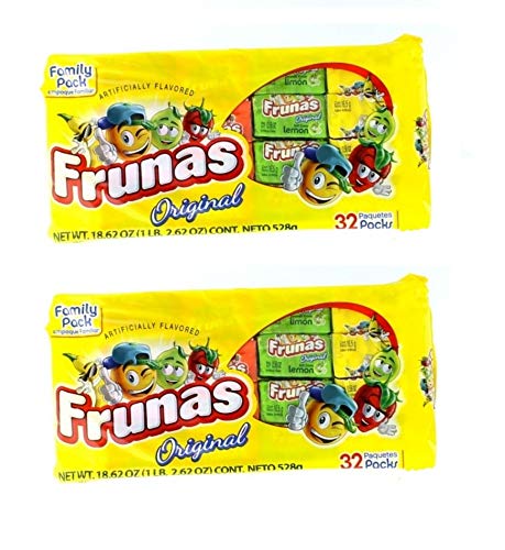 Frunas Original - Caramelo Blando (Fresa, Limon, Naranja, Frutal) - Box of 32 Candies. - 2 PACK.