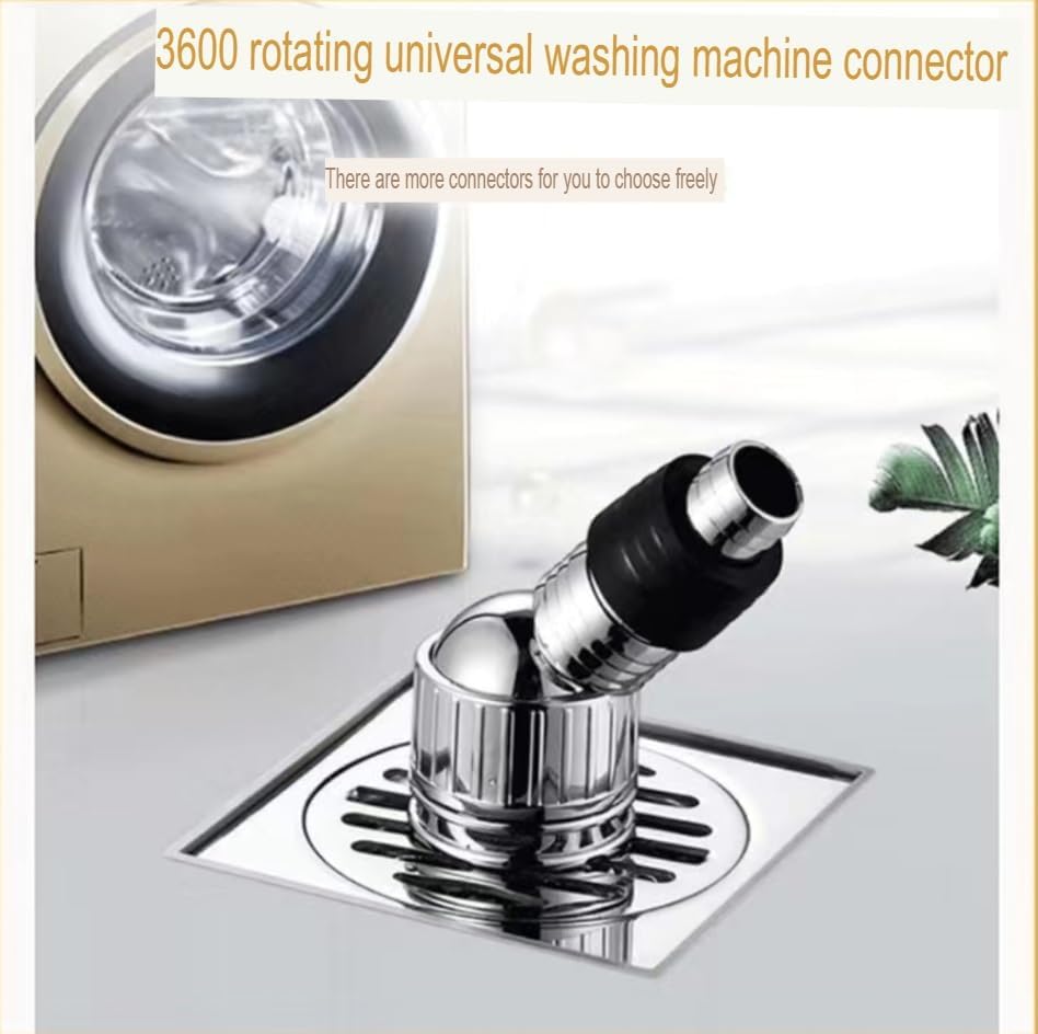Image of Bathroom Floor Drain Connector | Water Drain Anti Core Overflow Elbow Outlet Pipe Connector for Washing Machine | Backflow Preventer Drainer (360-Shape Coupling)