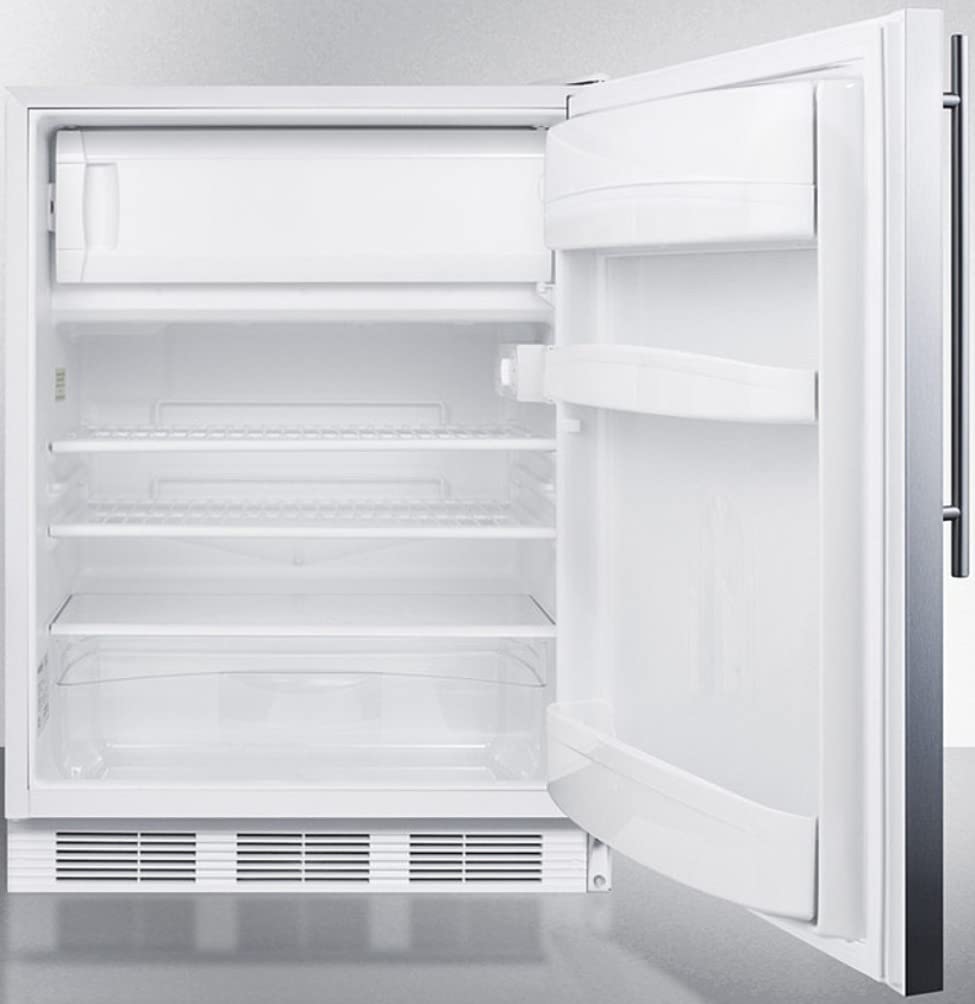 Summit 24" Refrigerator - Freezer, Peak24 Undercounter Fridge, 5.1 cu.ft. Capacity, Stainless Steel Door, White Cabinet - CT66LWSSHV on Fridge.com