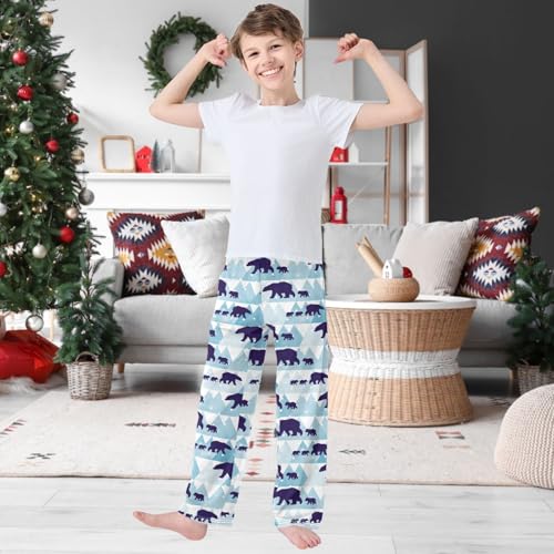 Boy's Pants Winter Polar Bear Mother Child Jogger Pants Elastic Waist Long Bottoms Trousers with Pockets 6-14 Years2