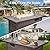 Grezone Patio Furniture Sets 7 Pieces Patio Sectional Outdoor Furniture Patio Sofa Chairs Set PE Rattan Wicker Couch Conversation Set with 5 Thickened Cushions, Fire Pit Table& Coffee Table Blue