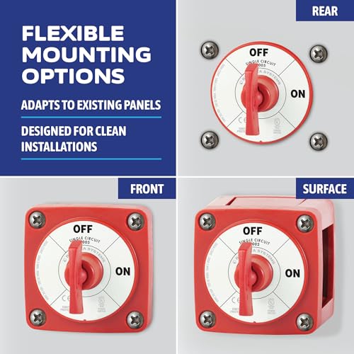 Image of Blue Sea Systems On /Off Battery Isolator Switch With Locking Key, Red, 6005 m‑Series