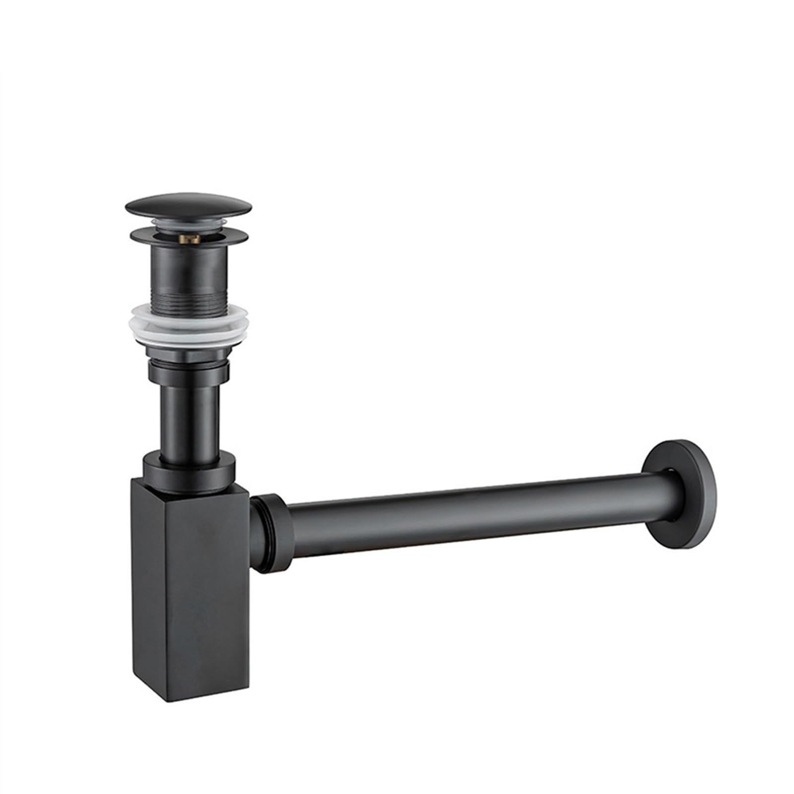 Set De DesagüE Válvula de sifón emergente for fregadero de drenaje de trampa de botella cuadrada for lavabo de baño Manguera de trampa en P negra for renovación del hogar. P-Trap ( Color : Black No ov