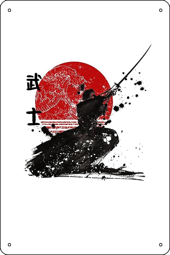Samurai The Ghost Classic - Póster con diseño de camiseta de 8 x 12 pulgadas, divertido letrero de metal para sala de juegos, decoración de pared de cueva de hombre