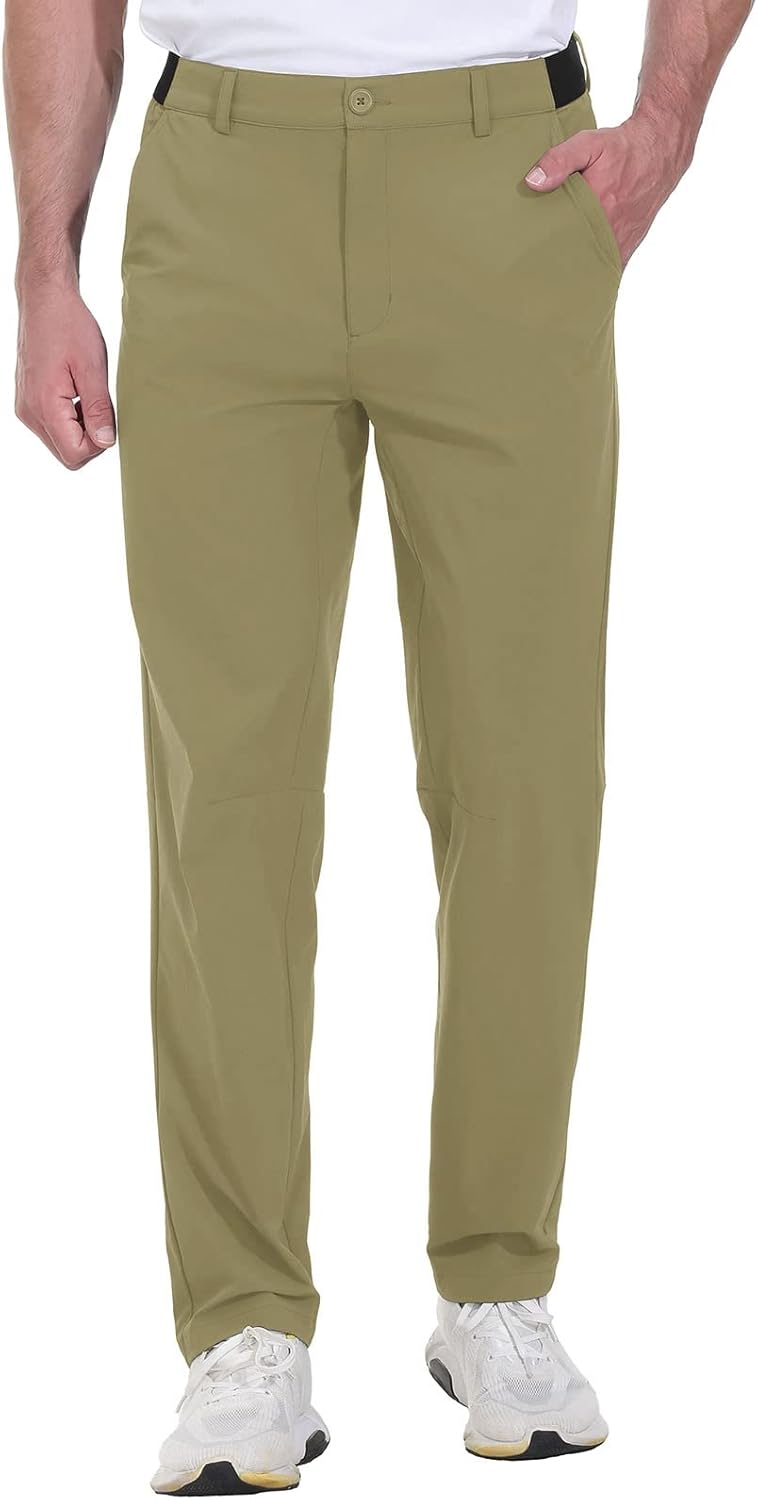 Rdruko Golf Pants Men Stretch Relaxed Fit Business Casual Pants Dry Fit Lightweight(Dark Khaki,US 38) - Image 4