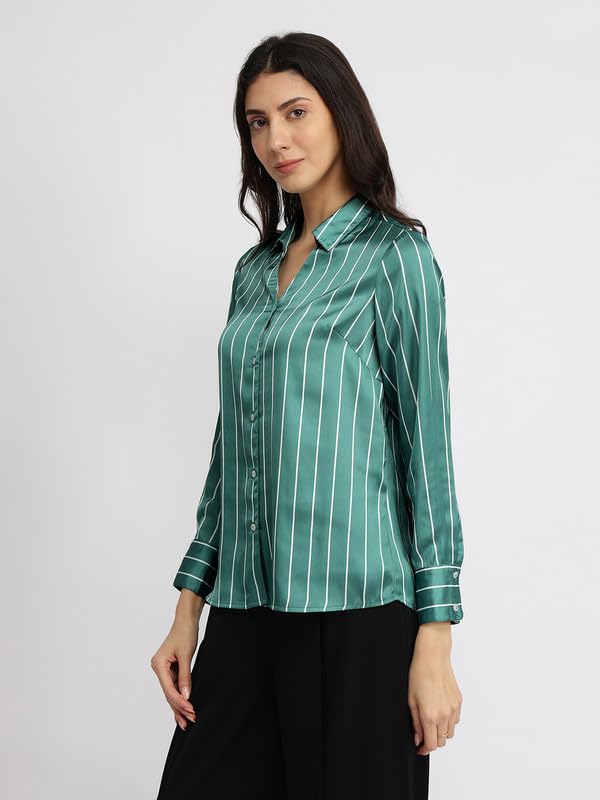 Image of FableStreet Women Shirts | Comfort Fit Spread Collar | Premium Satin Fabric for Formal, Business Casual