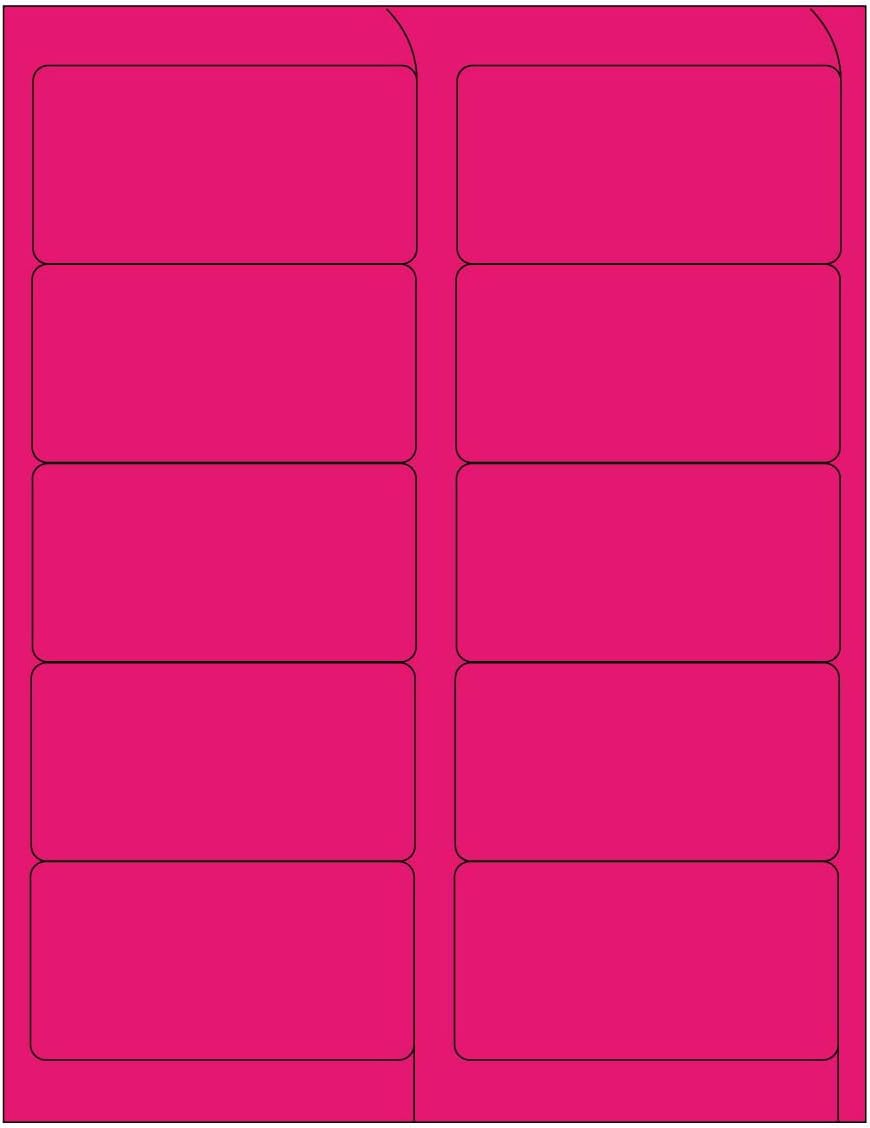 Compulabel 312164 Fluorescent Pink Address Labels for Laser Printers,4 x 2 Inch, Permanent Adhesive, 10 per Sheet, 100 Sheets per Carton