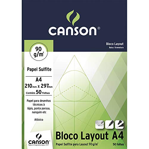 Bloco Técnico A4 90g/m², Canson, 66667033, Layout, 50 Folhas