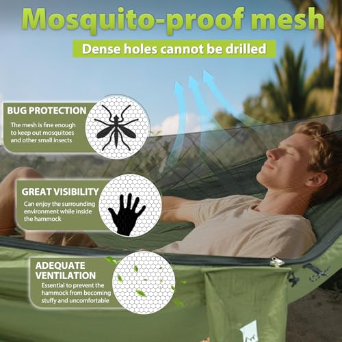 GEERTOP Hängematte Outdoor mit Moskitonetz, 300kg Traglast Camping Hängematte für Wanderungen, Überleben, Reisen, Garten
