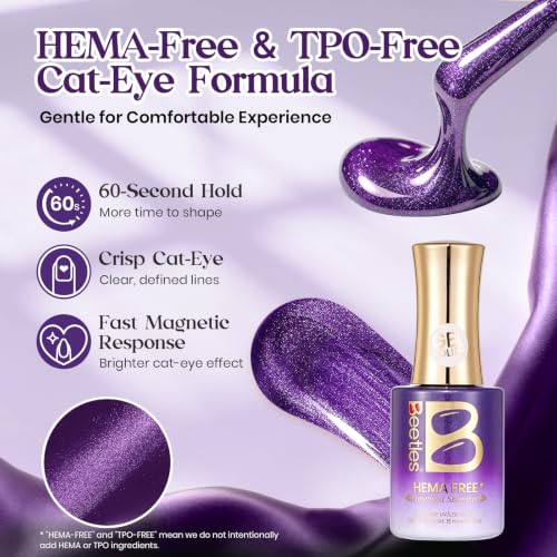 Image of Beetles Purple Glass Cat Eye Gel Polish, Amethyst Shimmer Nail Gel