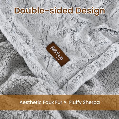 Image of Bearhug Electric Blanket King Size 100 inch x 90 inch Dual Controllers Heated Blanket, 10 Heat Settings, 1-12 Hour Auto Shut-Off, Faux Fur & Sherpa Dual-Sided, Machine Washable, Gift-Ready Elegant Packaging