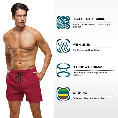 Image of Tyhengta Men's Swim Trunks Quick Dry Beach Shorts with Zipper Pockets and Mesh Lining