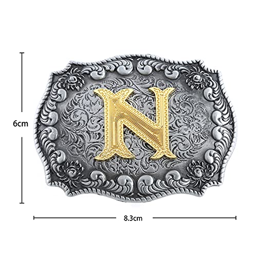 Image of HUABOLA CALYN Belt Buckle Men, Western Cowboy Rodeo Small Alphabet Letter ABCDMRJ to Z Initial Belt Buckles for Women