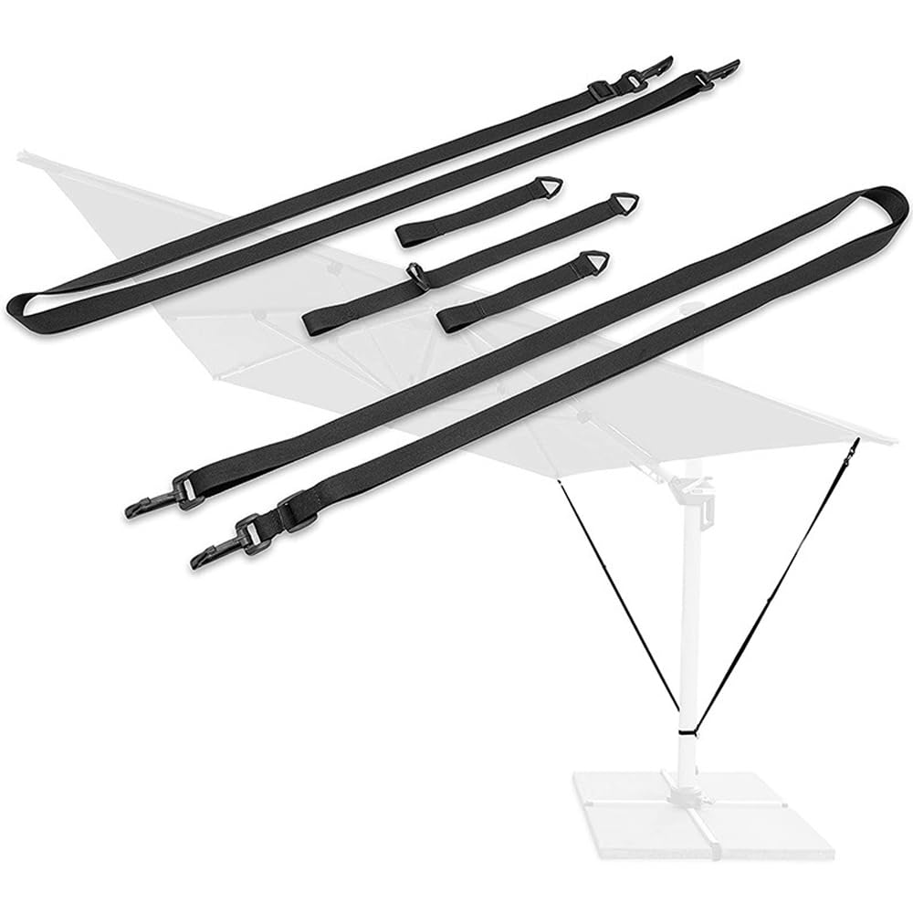 Confezione da 5 cinghie di ancoraggio per ombrellone da giardino, cinghie di fissaggio resistenti per parasole, cinghie regolabili per ombrellone da patio per protezione dal vento all'aperto
