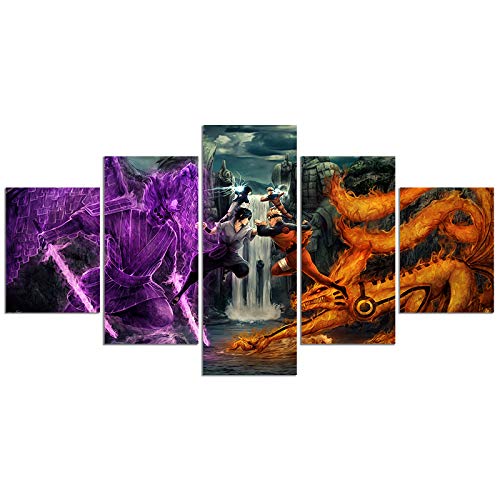 Anime Naruto Poster Naruto VS Sasuke Final Valley Battle HD Print on Canvas Painting Wall Art for Living Room Decor Boy Gift (Unframed, Naruto-Sasuke)