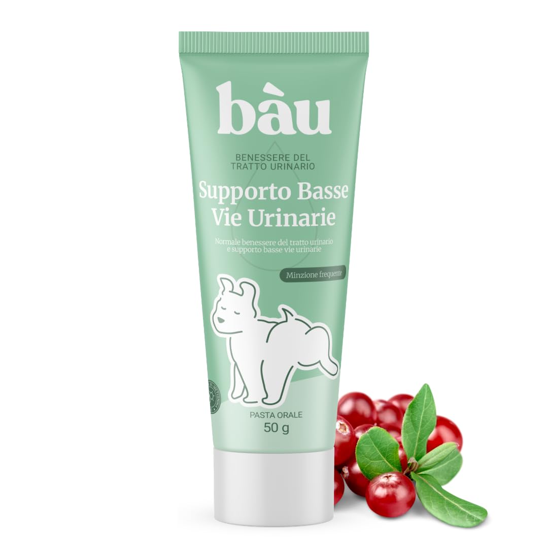 Bau Supporto Vie Urinarie per Cani in Pasta – Cistite Cane – Integratore per Vescica Cane con Pipì Frequente e Fastidio Urinario – Aiuto per Cistite Ricorrente e Minzione a Gocce