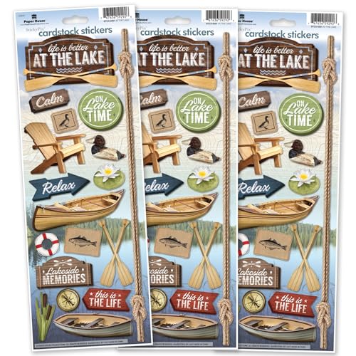 Paper House Productions Cardstock Sticker Sheet 3-Pack for Crafts, Scrapbooking & Collecting - Lake Life