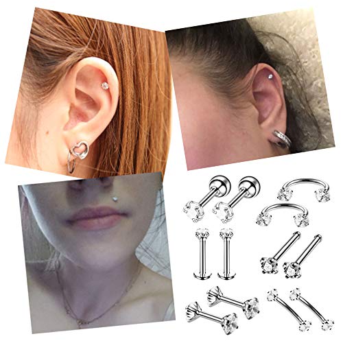 Ear Nose Piercing Kit 36Pcs - WZPB Professional Body Piercing Kit Surgical Steel Piercing Needles 16G,18G,20G Piercing Clamps Piercing Jewelry Belly Tongue Nose Body Piercing Tools - Thumbnail 7