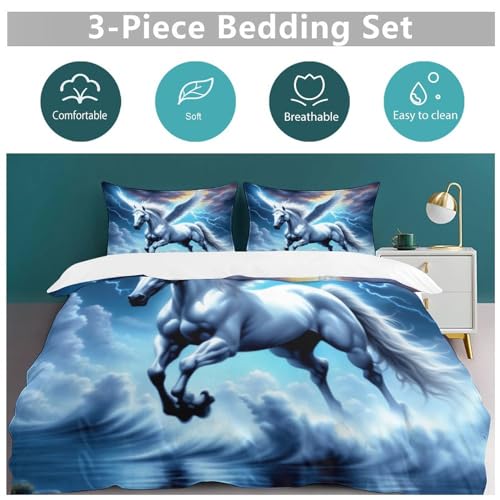 Housse de couette cheval King Size qui ne glisse pas grâce au zip