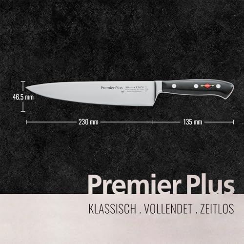 F. DICK Kochmesser, Küchenmesser, Premier Plus (Messer mit Klinge 23 cm, X50CrMoV15 Stahl, nichtrostend, 56° HRC) 81447232, Schwarz, 36 cm