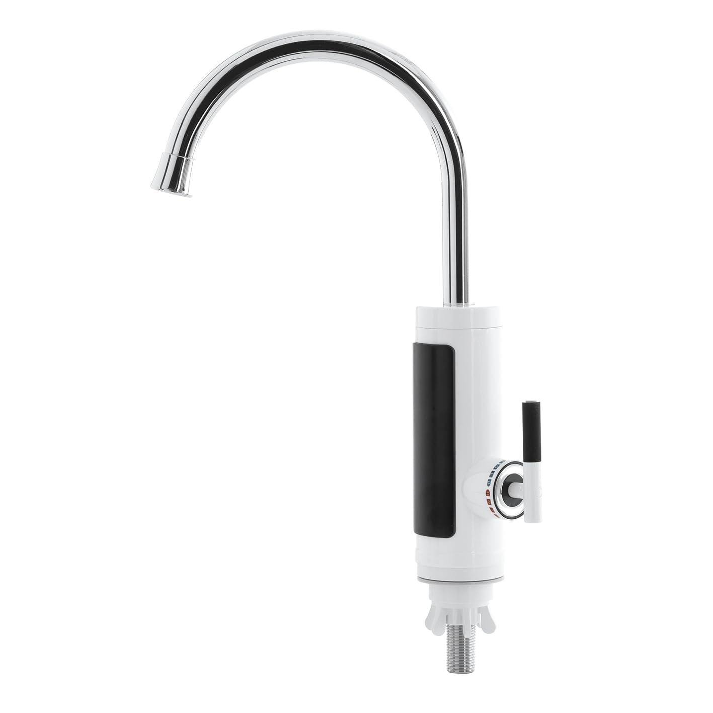 EASYmaxx Warm- & Kaltwasserarmatur mit Durchlauferhitzer | Mit digitaler LED-Temperaturanzeige | Ideal für Werkstatt, Garage, Camping, Garten und Terrasse | Unkomplizierte Montage [Weiss/Edelstahl]