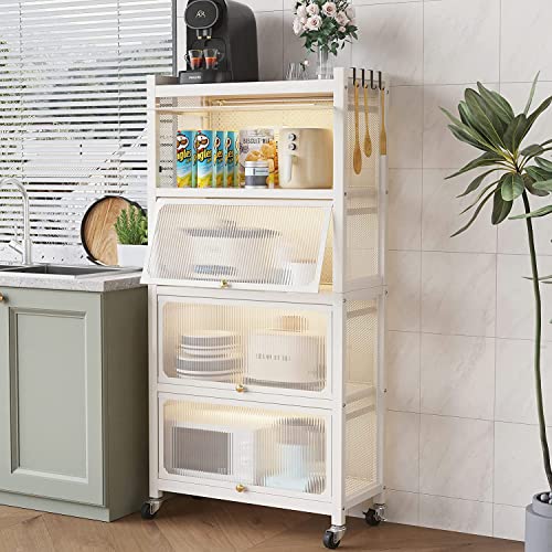 Woqlibe 5-Tier Kitchen Baker's Rack, Heavy Free Standing Baker's Rack For Kitchens Storage With Adjustable Feet, Upgraded Industrial Microwave Oven Stand Rack (23.6 L X 12.6 W X 55.7 H, White) #TOP9