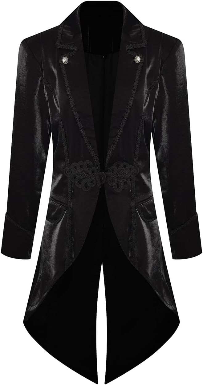Women Gothic Lapel Suit Victorian Tailcoat Jackets Steampunk Outfits Medieval Pirate Coat - Image 3
