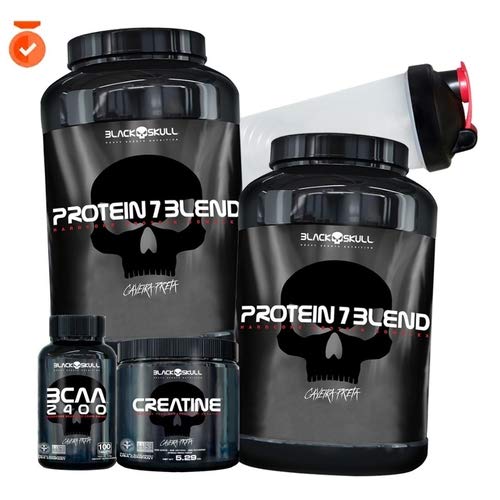 Black Skull | 2x Whey/wey Protein Blend Isolado + creatina + bcaa - Importado