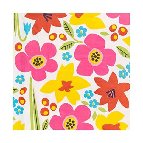 Talking Tables HOP-RAIN-NAP-GEOFLOR 20 Stück recycelbare Ostern Servietten Cover